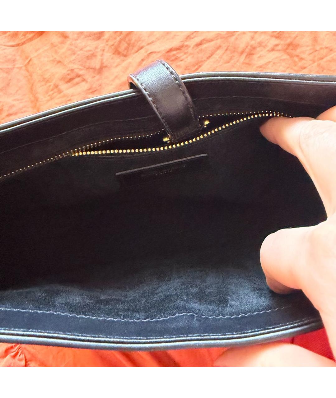 SAINT LAURENT Черная кожаная сумка с короткими ручками, фото 8