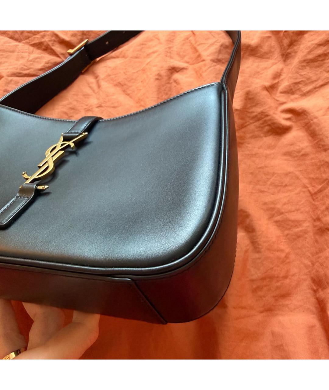 SAINT LAURENT Черная кожаная сумка с короткими ручками, фото 5