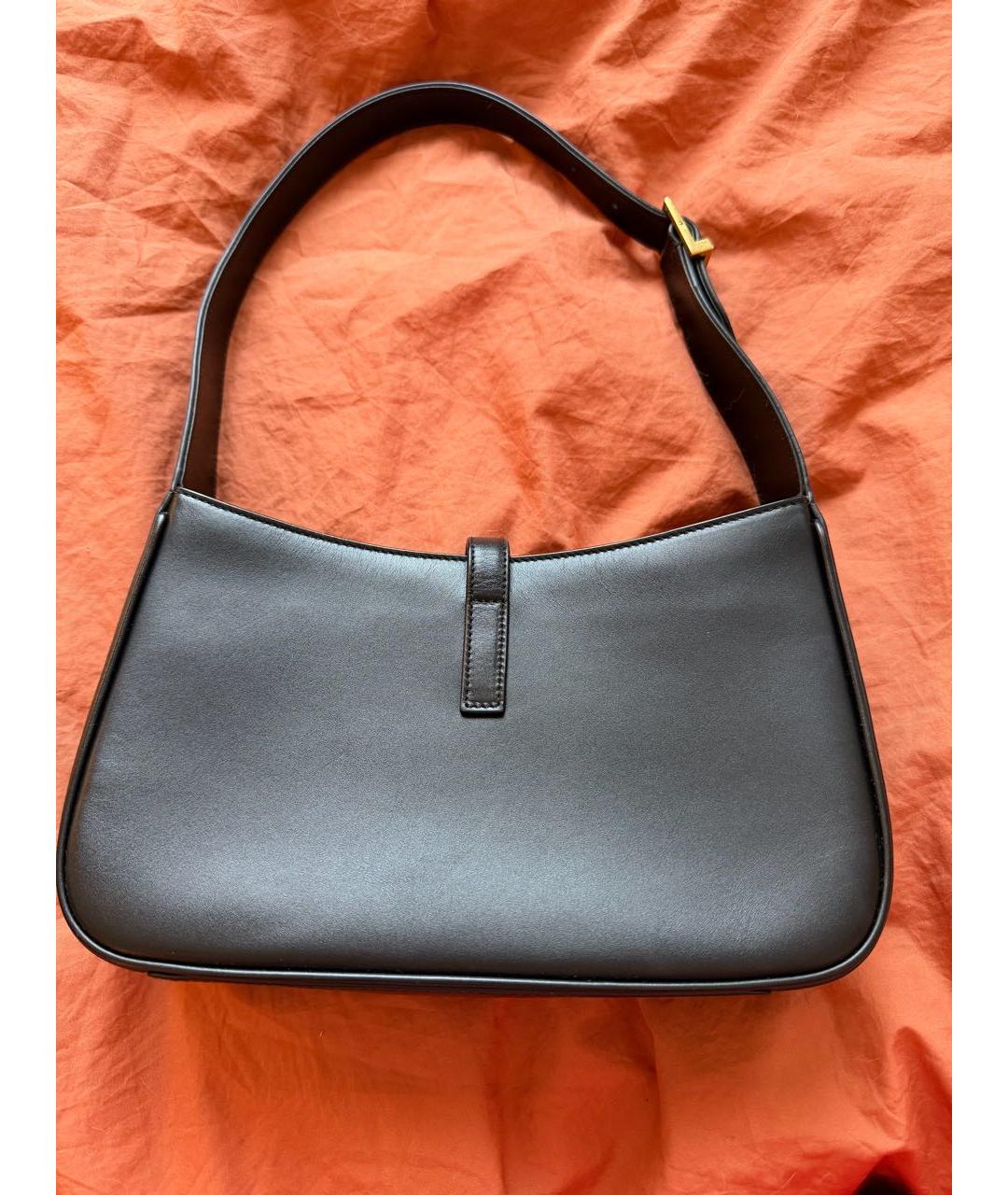 SAINT LAURENT Черная кожаная сумка с короткими ручками, фото 6