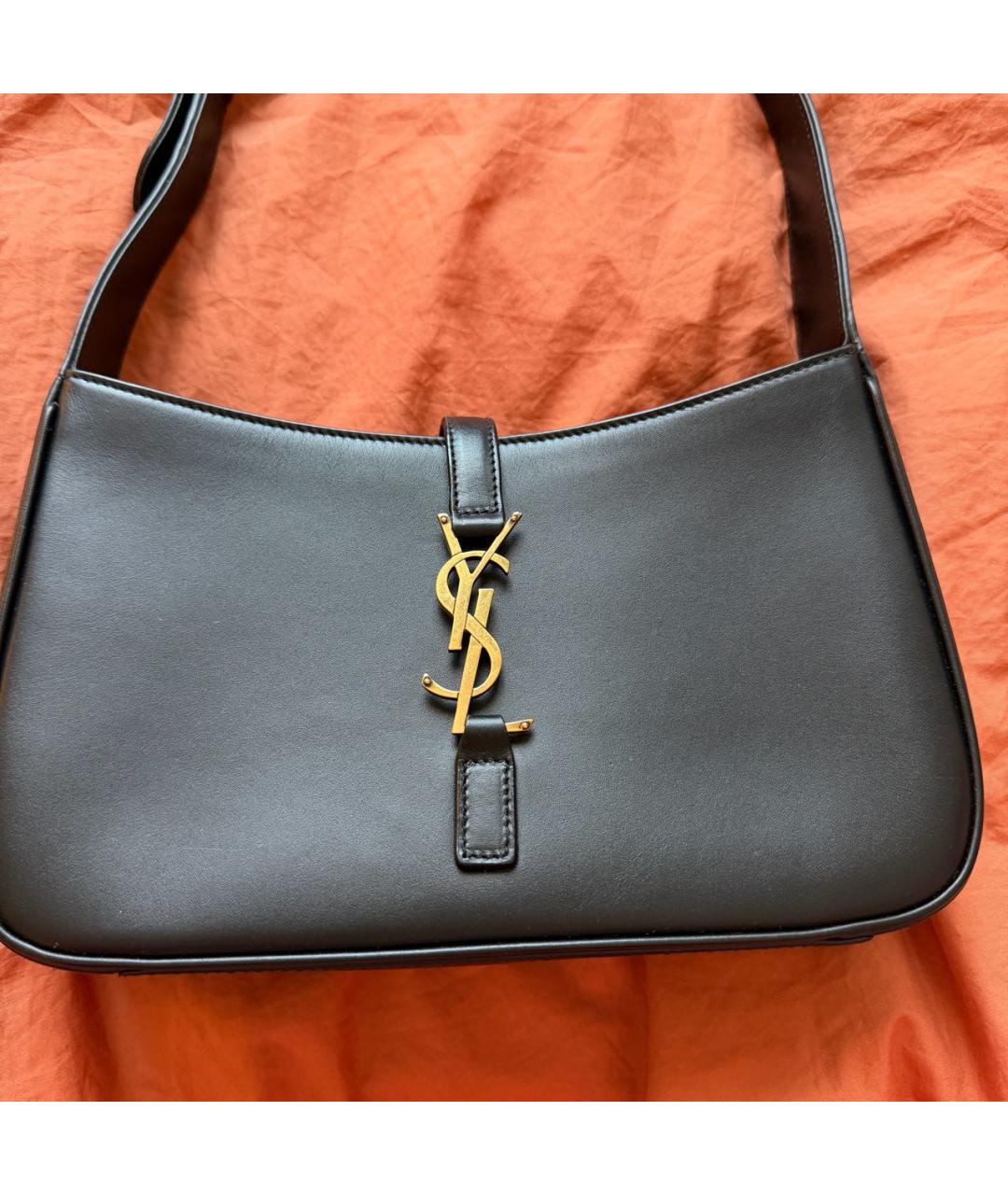 SAINT LAURENT Черная кожаная сумка с короткими ручками, фото 3