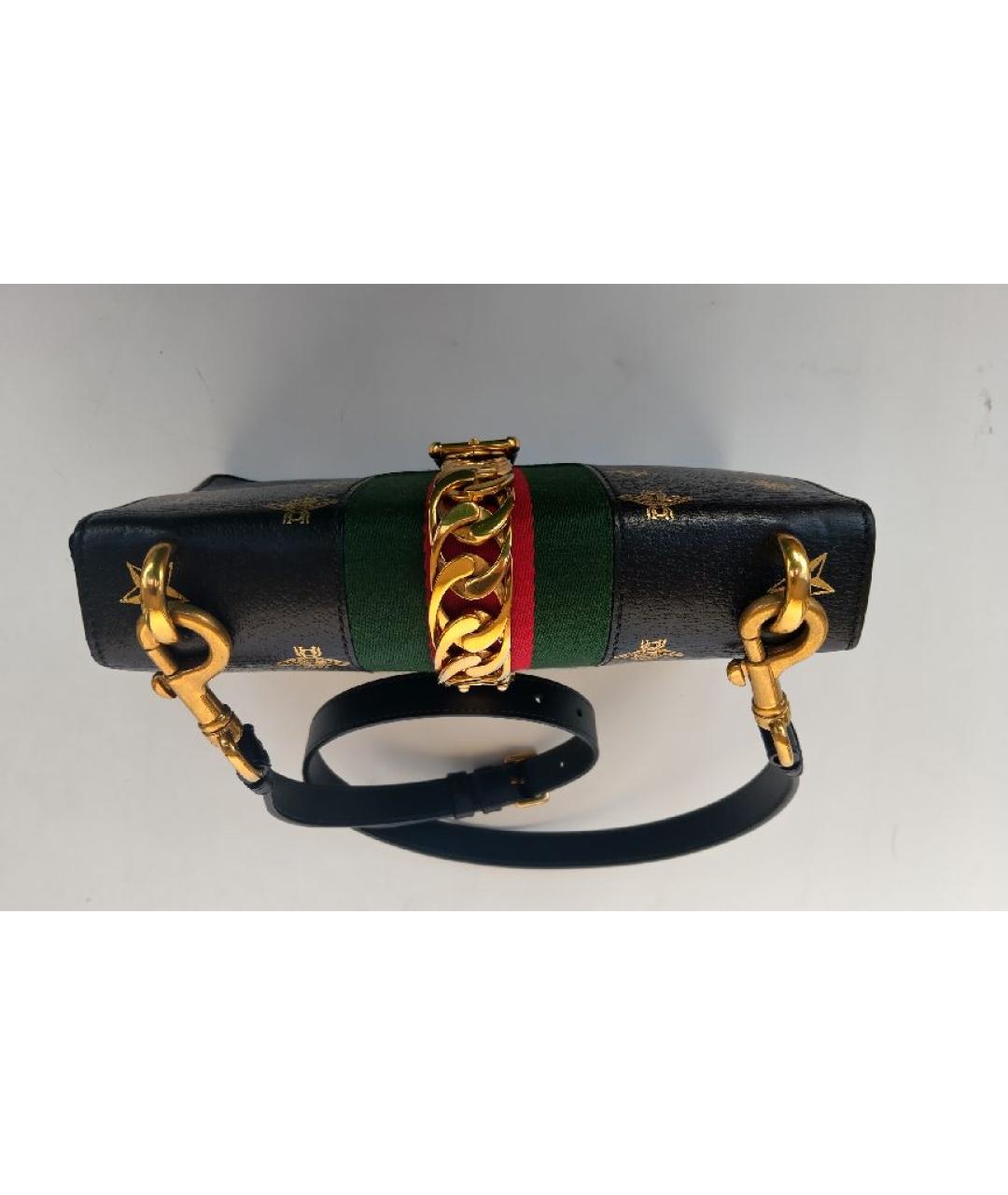 GUCCI Черная кожаная сумка через плечо, фото 6