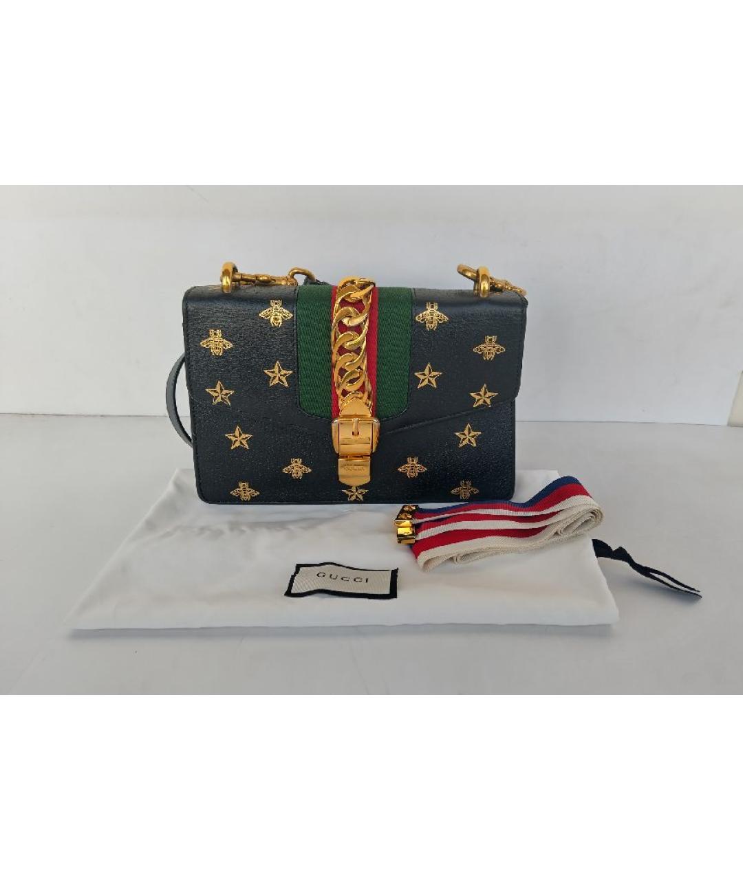 GUCCI Черная кожаная сумка через плечо, фото 2