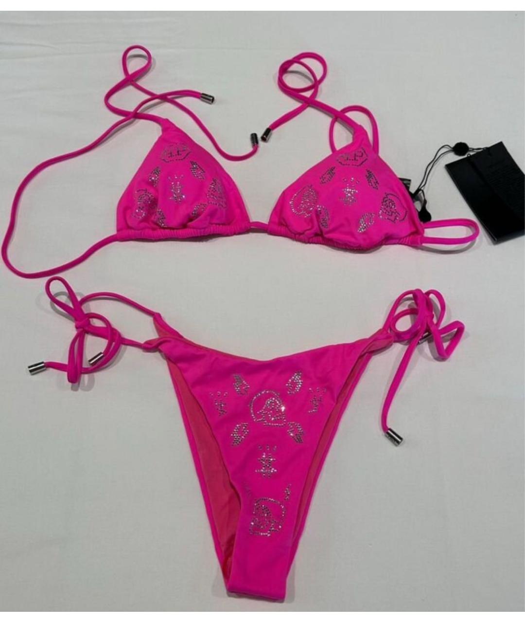 PHILIPP PLEIN Розовый полиамидовый купальник, фото 8