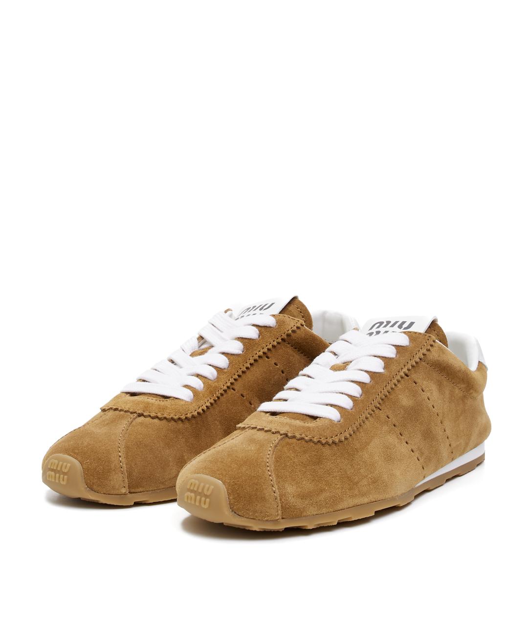 MIU MIU Коричневые замшевые кеды, фото 3