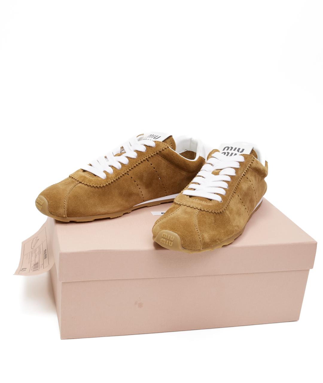 MIU MIU Коричневые замшевые кеды, фото 4