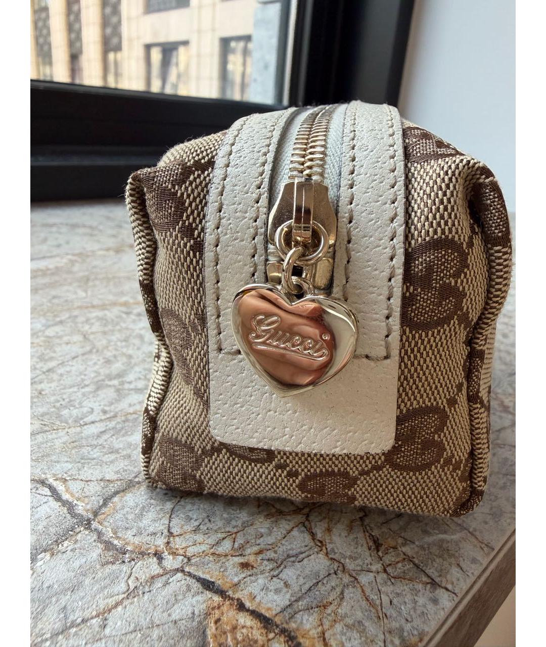 GUCCI Бежевая тканевая косметичка, фото 7