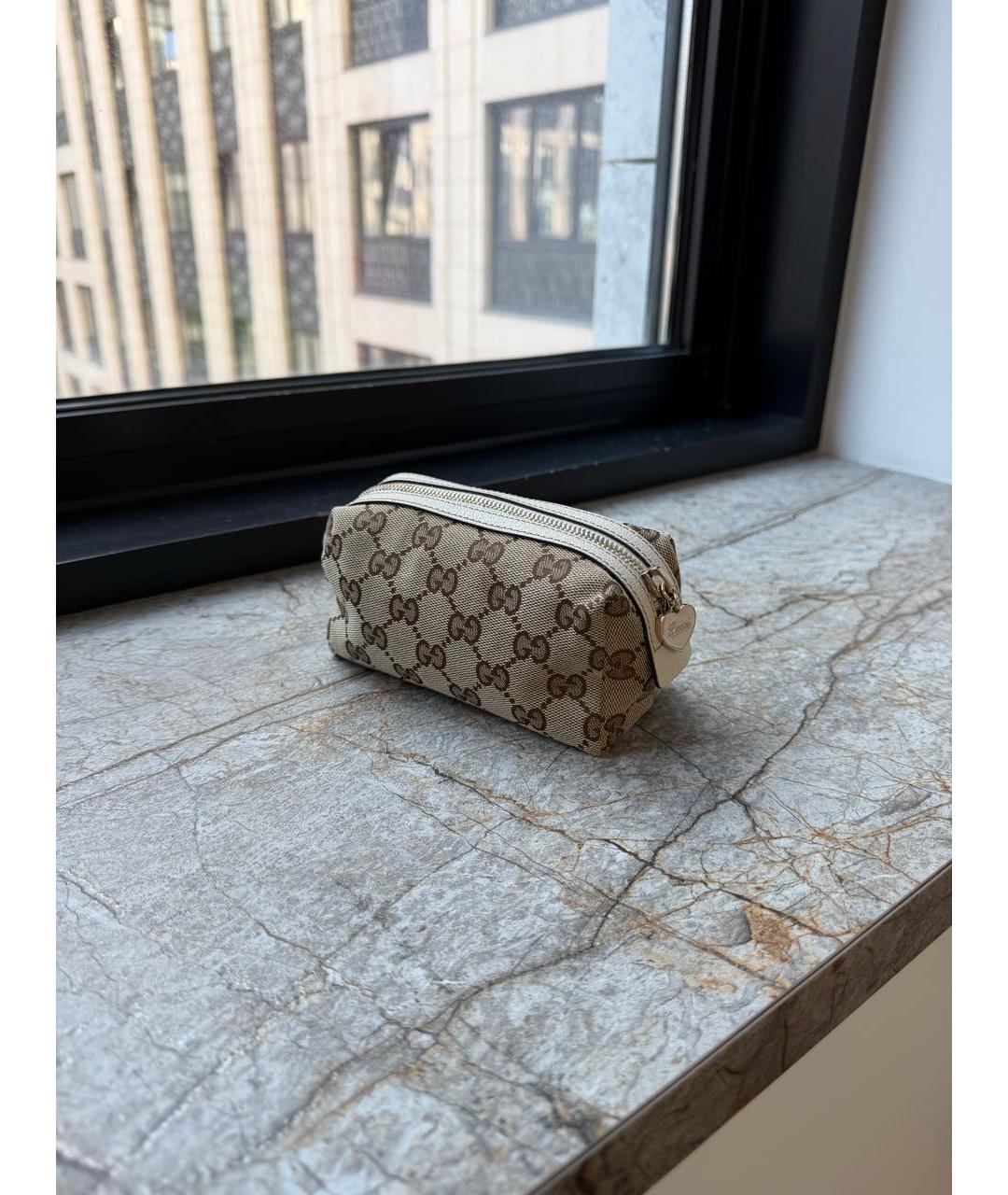 GUCCI Бежевая тканевая косметичка, фото 2