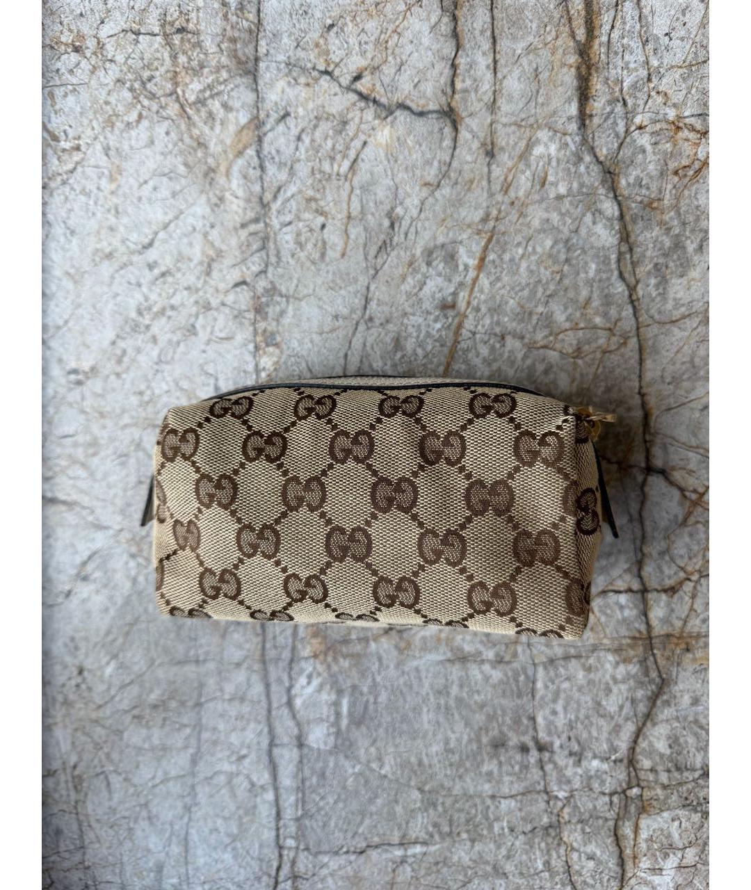 GUCCI Бежевая тканевая косметичка, фото 3