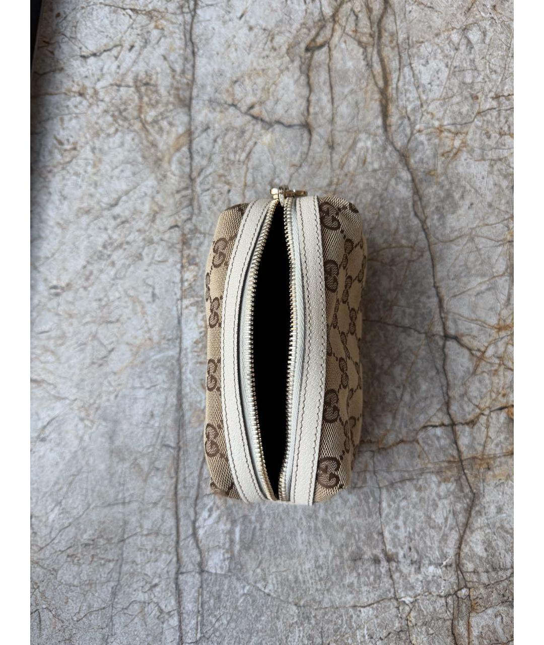 GUCCI Бежевая тканевая косметичка, фото 4