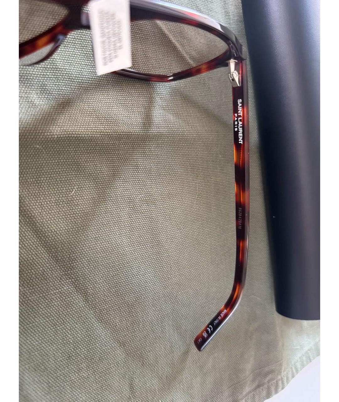 SAINT LAURENT Коричневые пластиковые солнцезащитные очки, фото 5