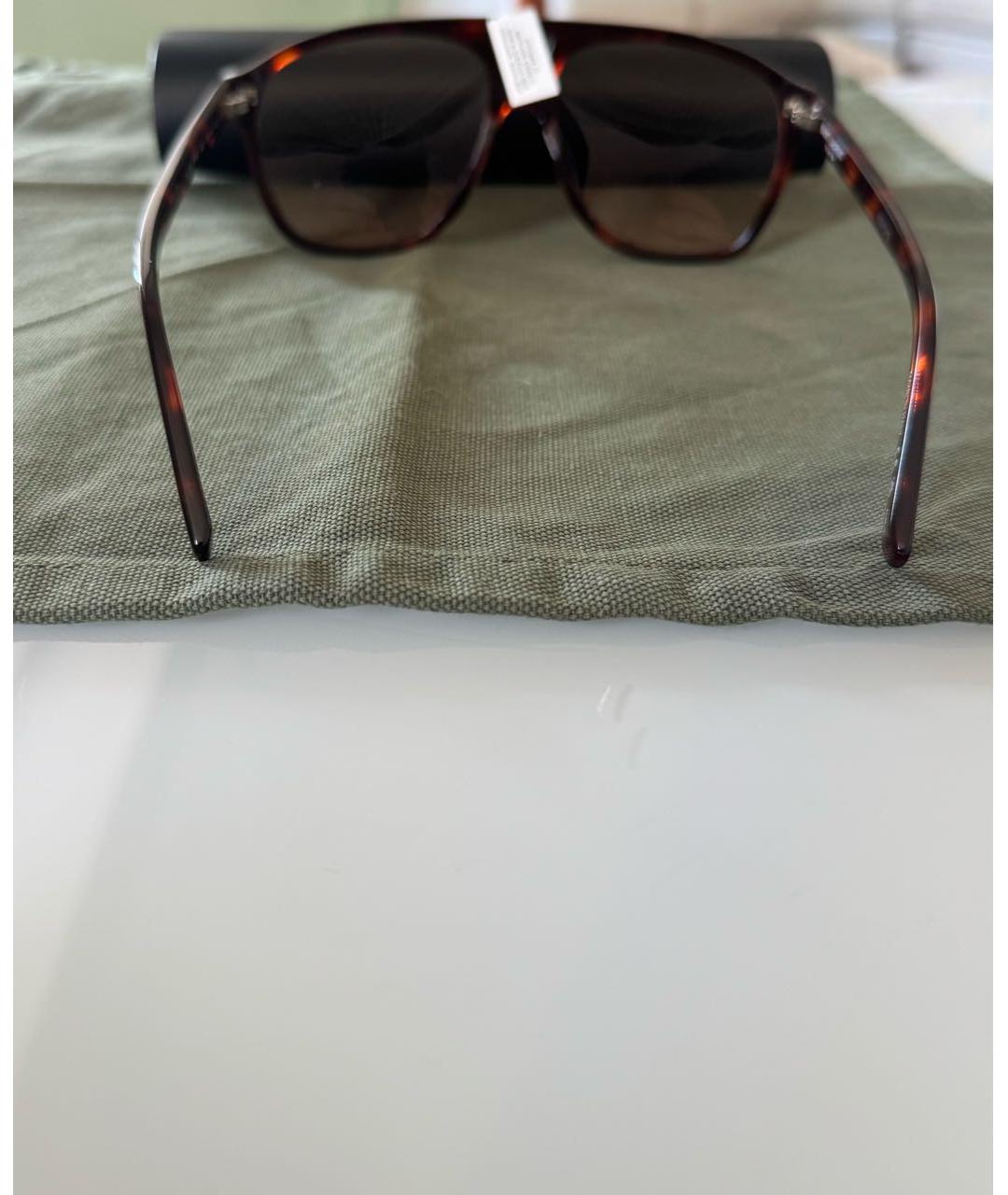 SAINT LAURENT Коричневые пластиковые солнцезащитные очки, фото 7