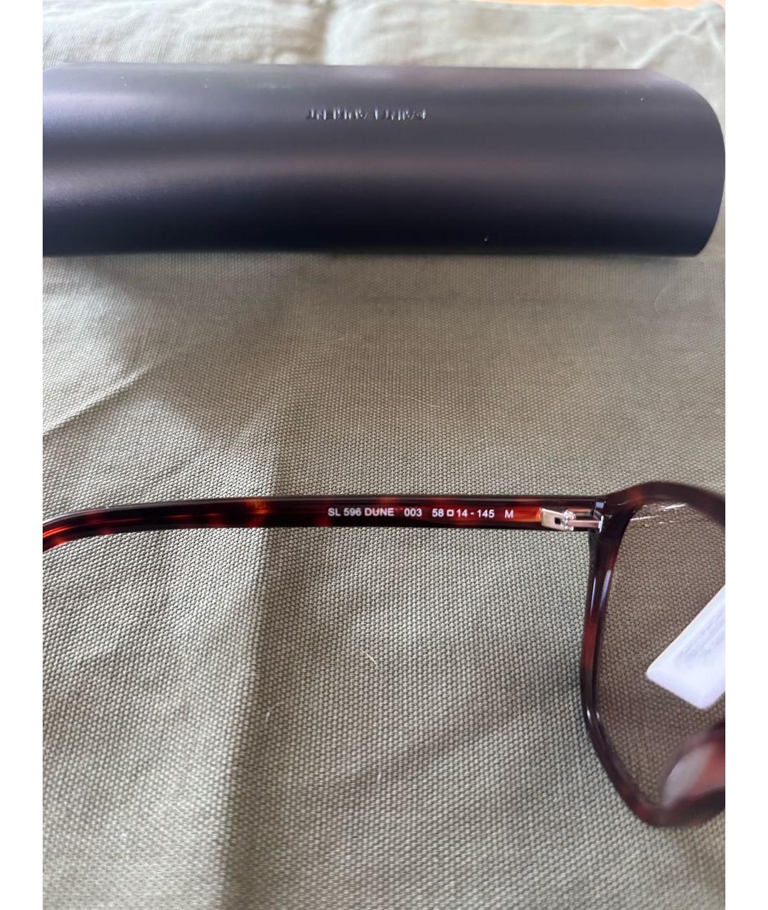 SAINT LAURENT Коричневые пластиковые солнцезащитные очки, фото 3