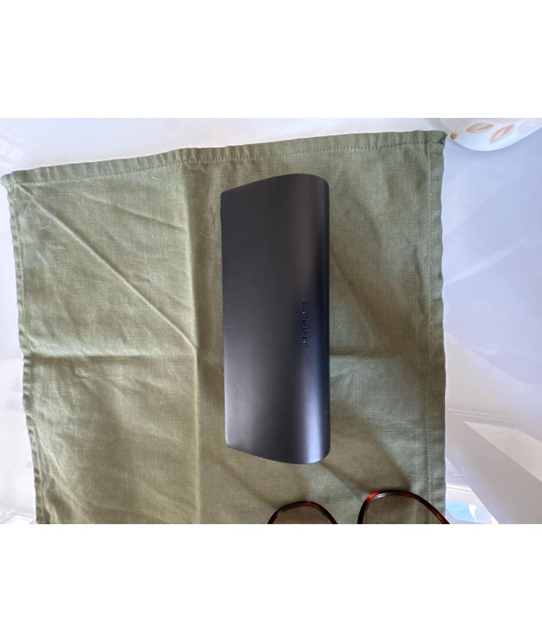 SAINT LAURENT Коричневые пластиковые солнцезащитные очки, фото 4