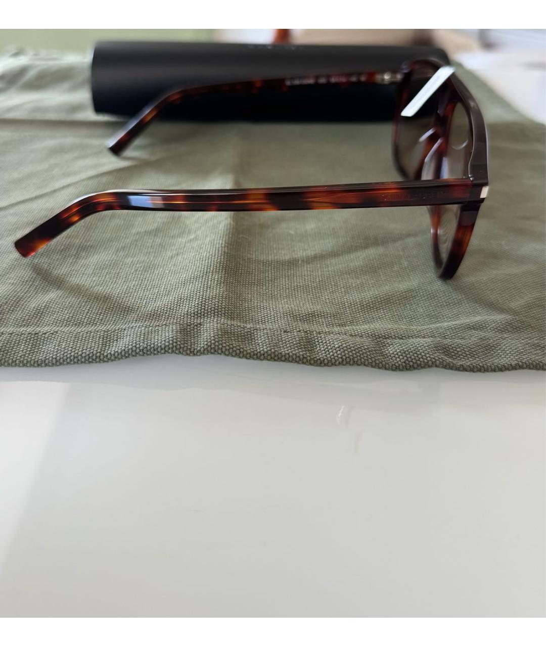 SAINT LAURENT Коричневые пластиковые солнцезащитные очки, фото 2