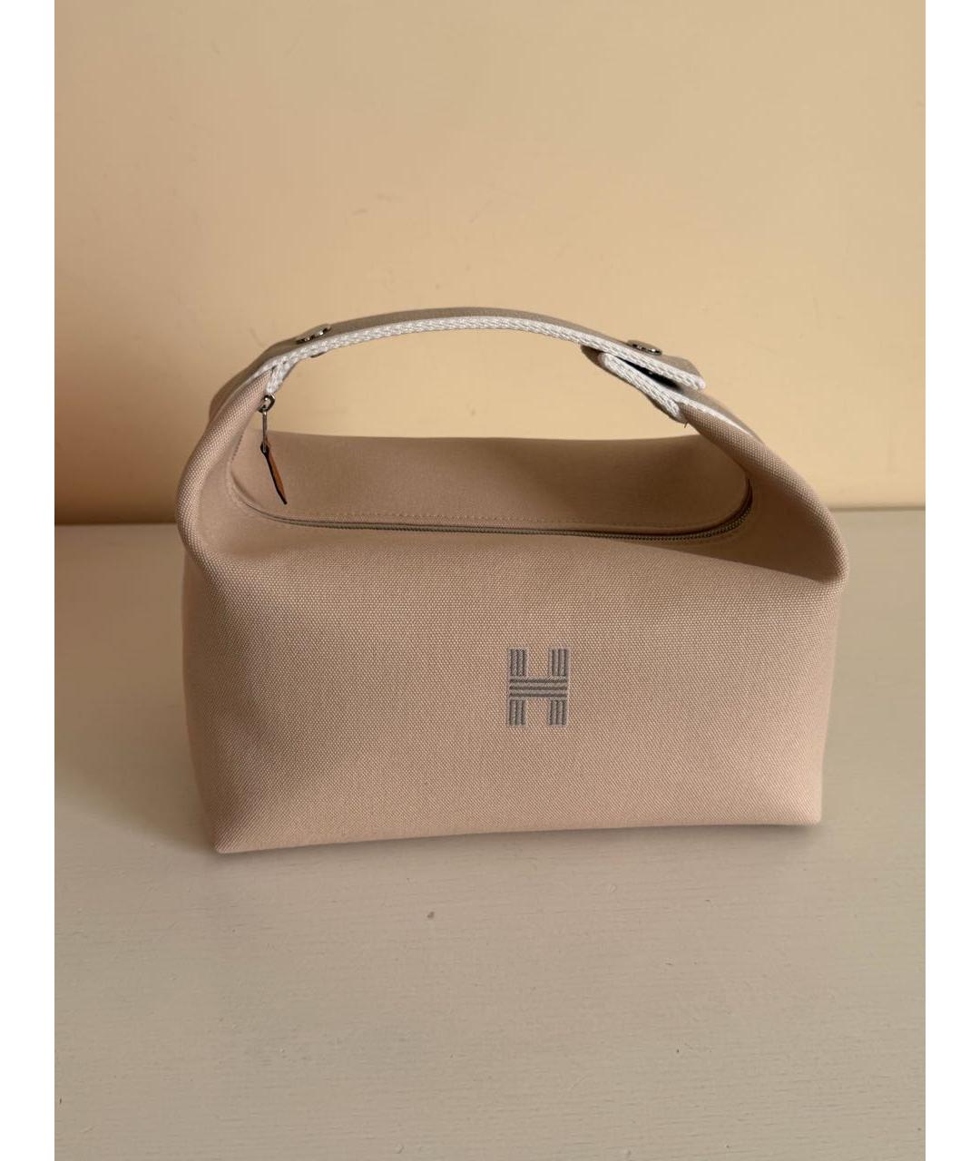 HERMES Бежевая хлопковая косметичка, фото 3
