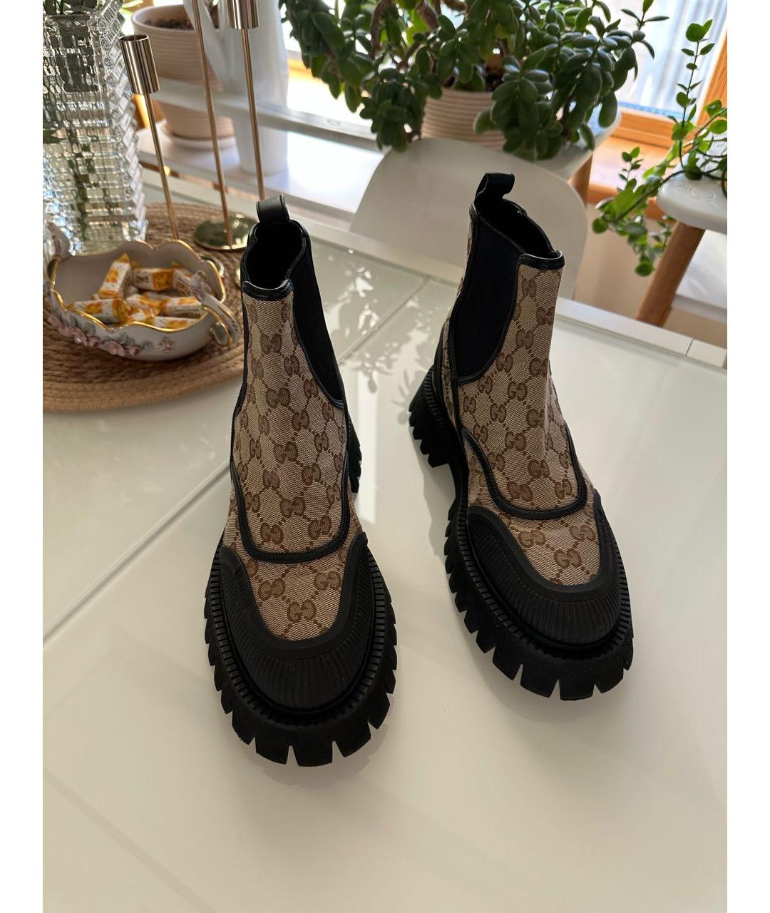 GUCCI Бежевые кожаные ботинки, фото 2