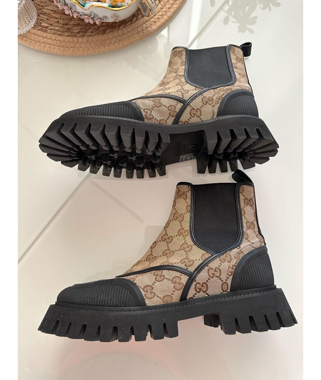 GUCCI Бежевые кожаные ботинки, фото 3