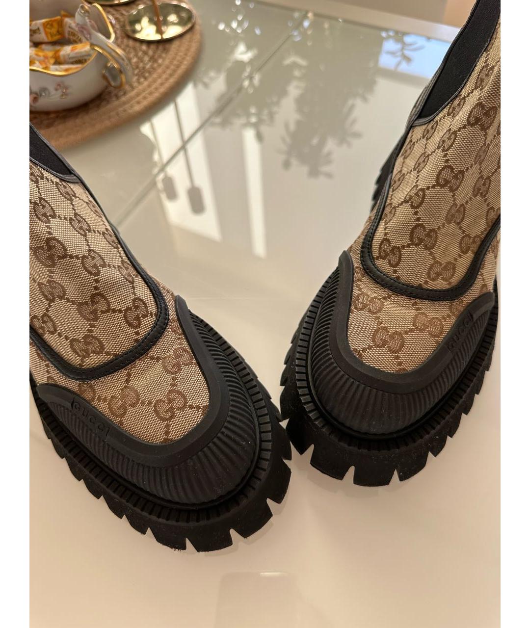 GUCCI Бежевые кожаные ботинки, фото 6