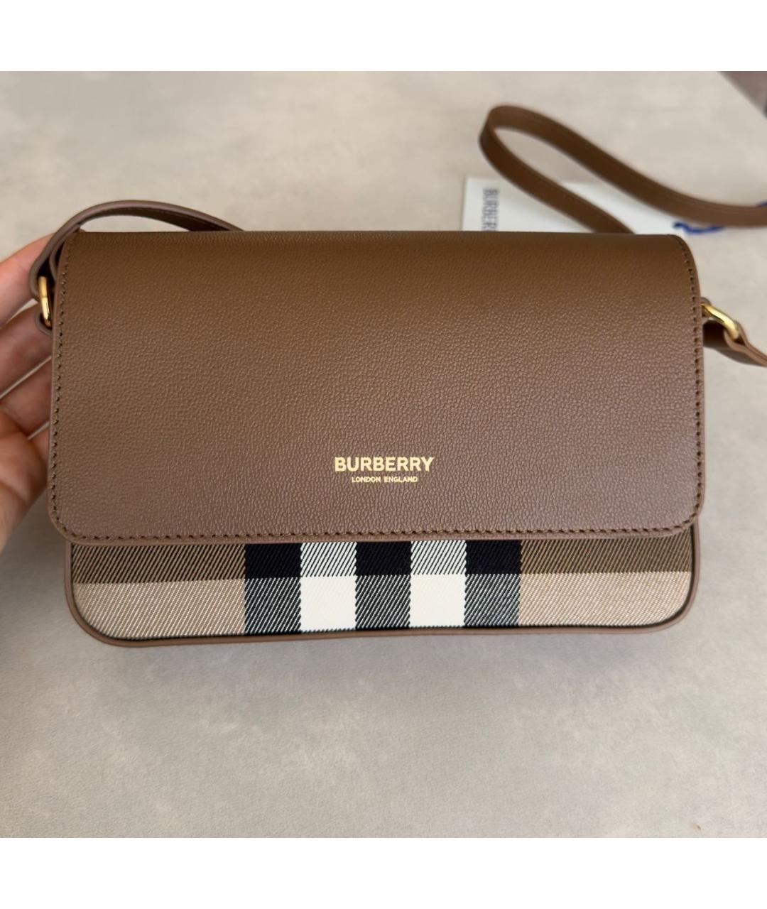 BURBERRY Коричневая кожаная сумка через плечо, фото 2