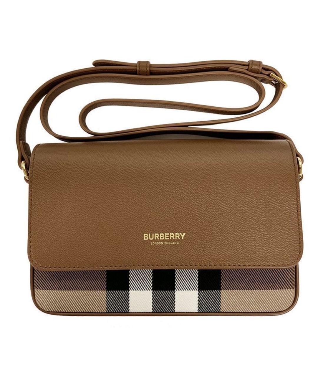 BURBERRY Коричневая кожаная сумка через плечо, фото 6