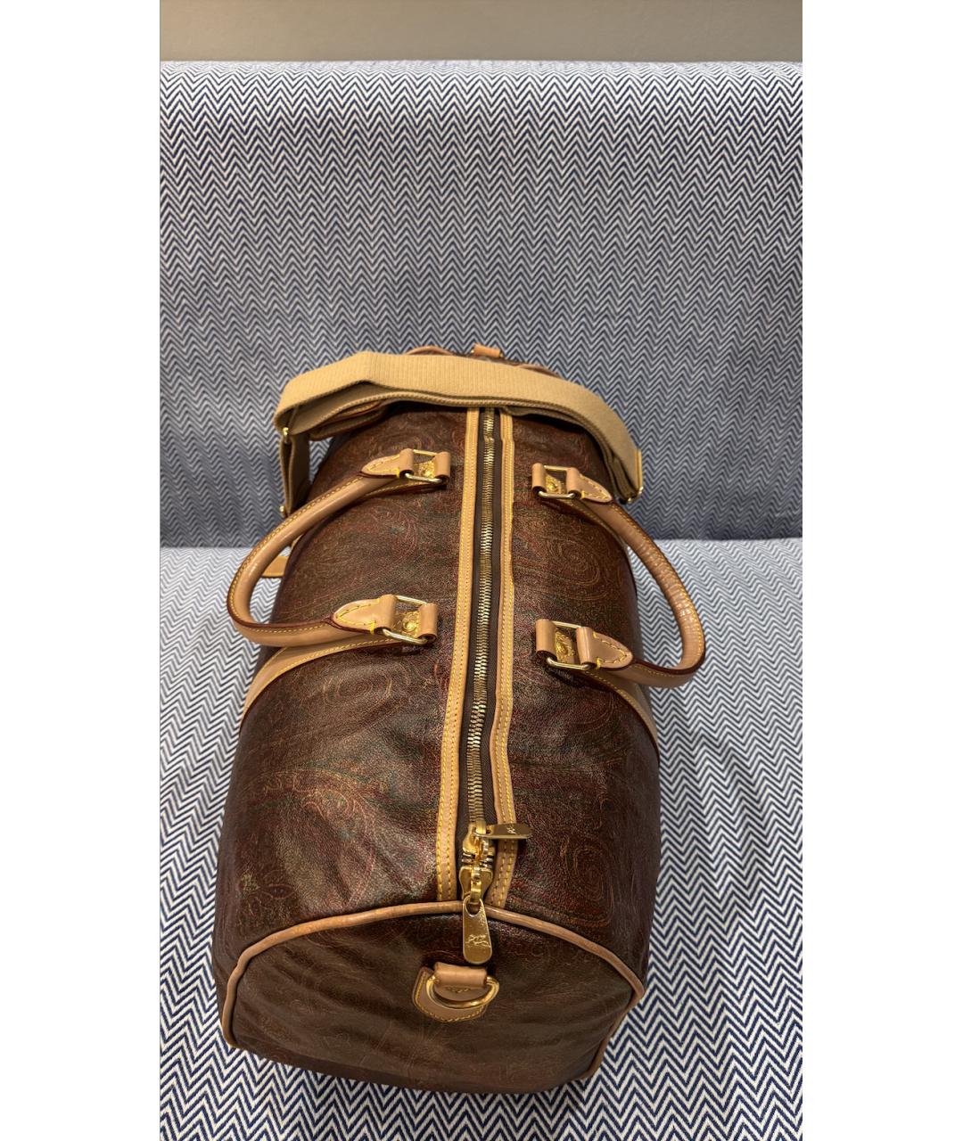 ETRO Коричневая кожаная дорожная/спортивная сумка, фото 4