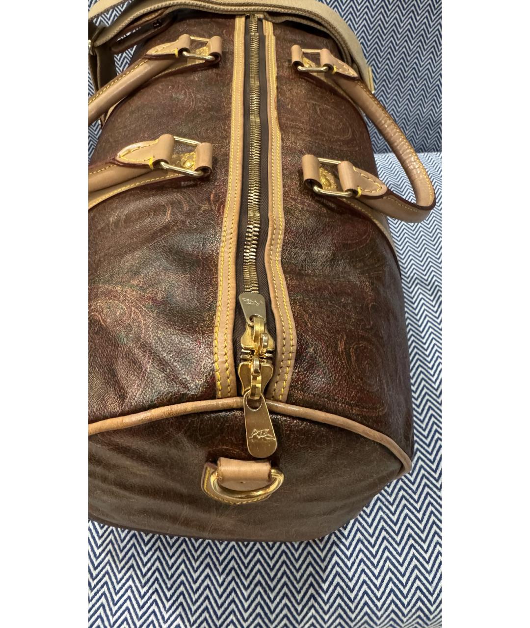 ETRO Коричневая кожаная дорожная/спортивная сумка, фото 5