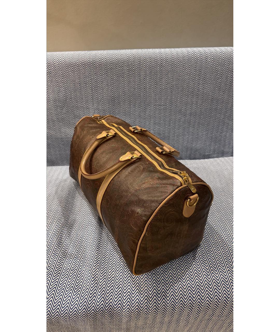 ETRO Коричневая кожаная дорожная/спортивная сумка, фото 3