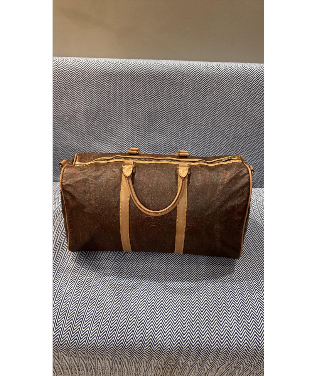 ETRO Коричневая кожаная дорожная/спортивная сумка, фото 7