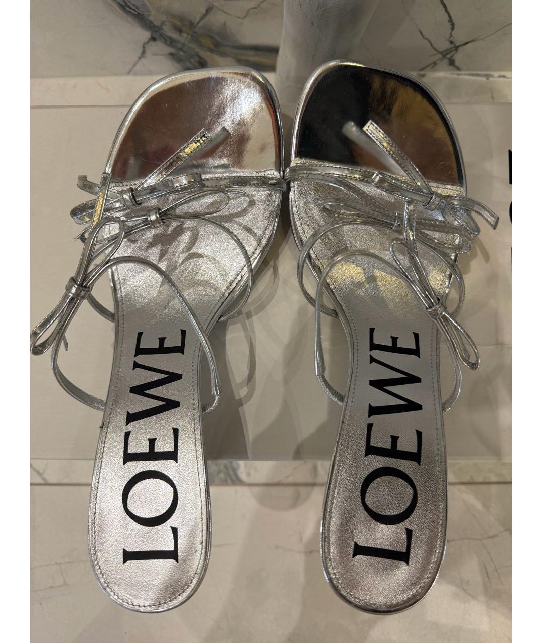 LOEWE Серебряные кожаные мюли, фото 3