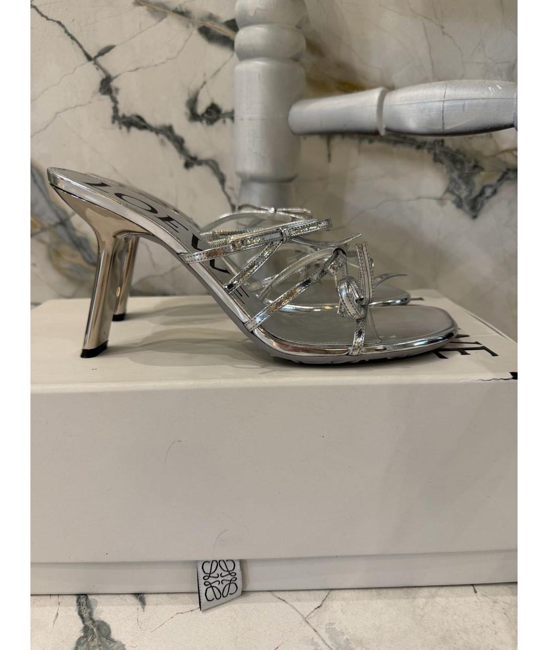 LOEWE Серебряные кожаные мюли, фото 5