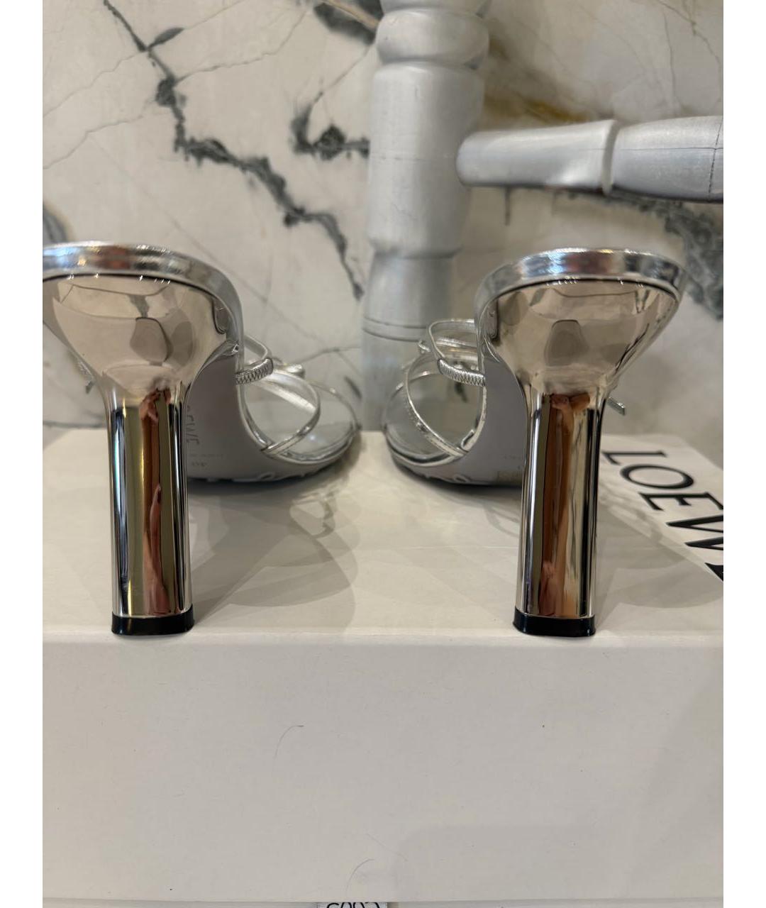 LOEWE Серебряные кожаные мюли, фото 4