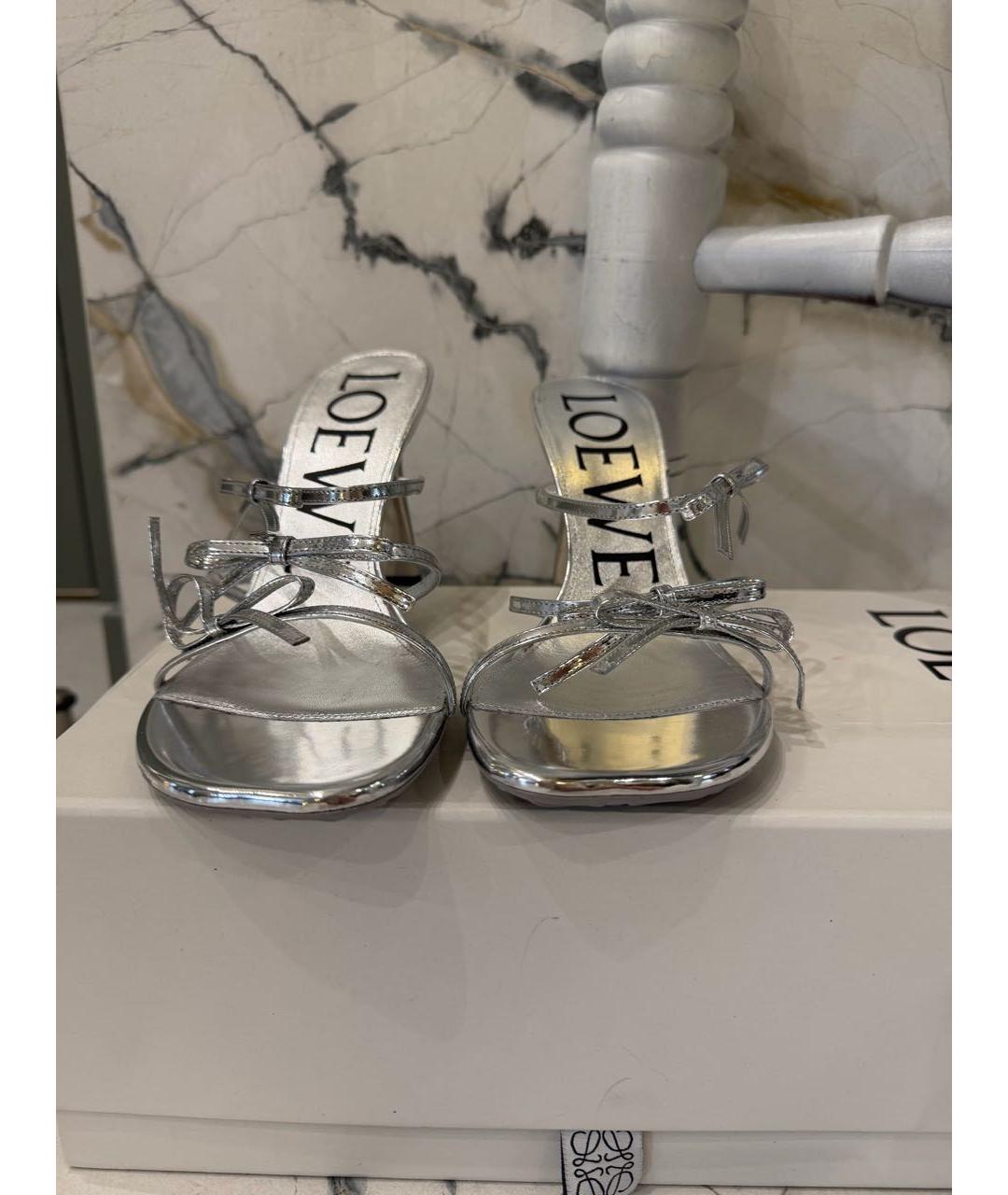 LOEWE Серебряные кожаные мюли, фото 2