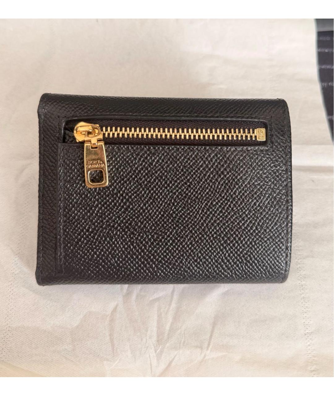 DOLCE&GABBANA Черный кожаный кошелек, фото 3
