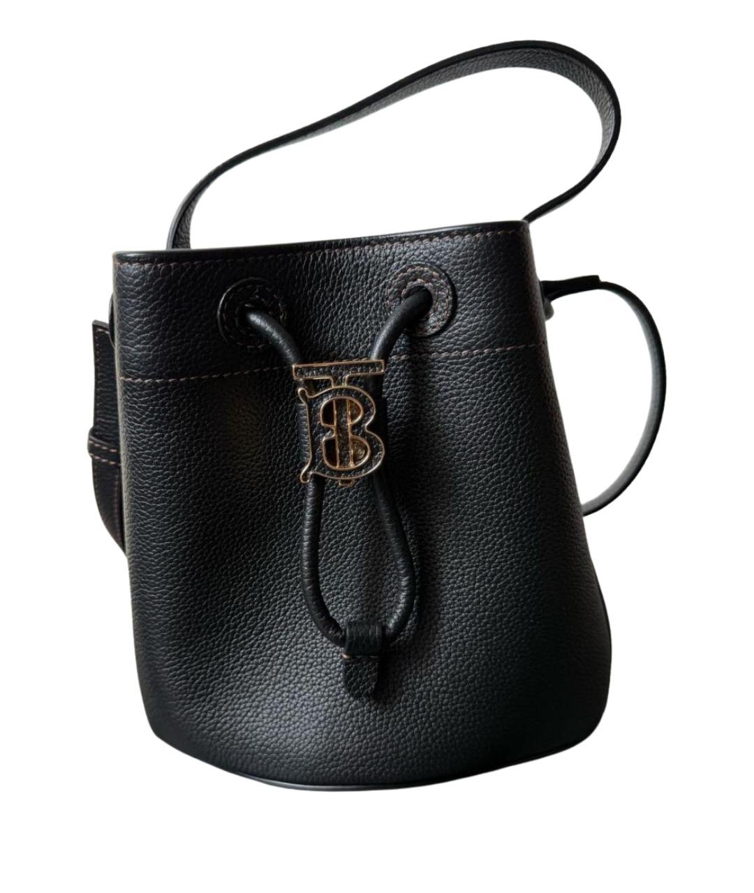 BURBERRY Черная кожаная сумка тоут, фото 1