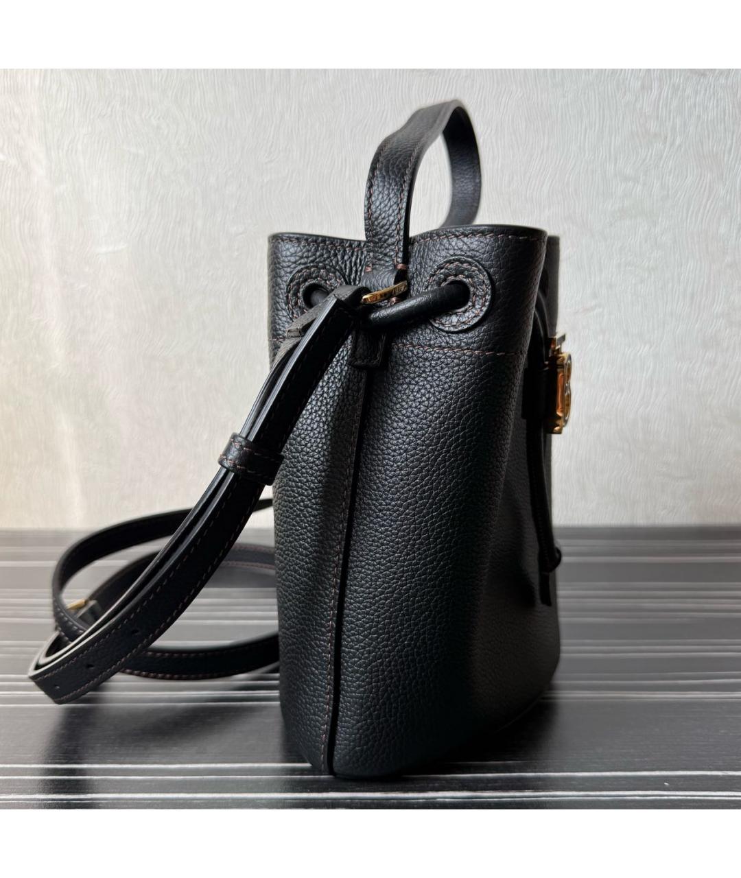 BURBERRY Черная кожаная сумка тоут, фото 2