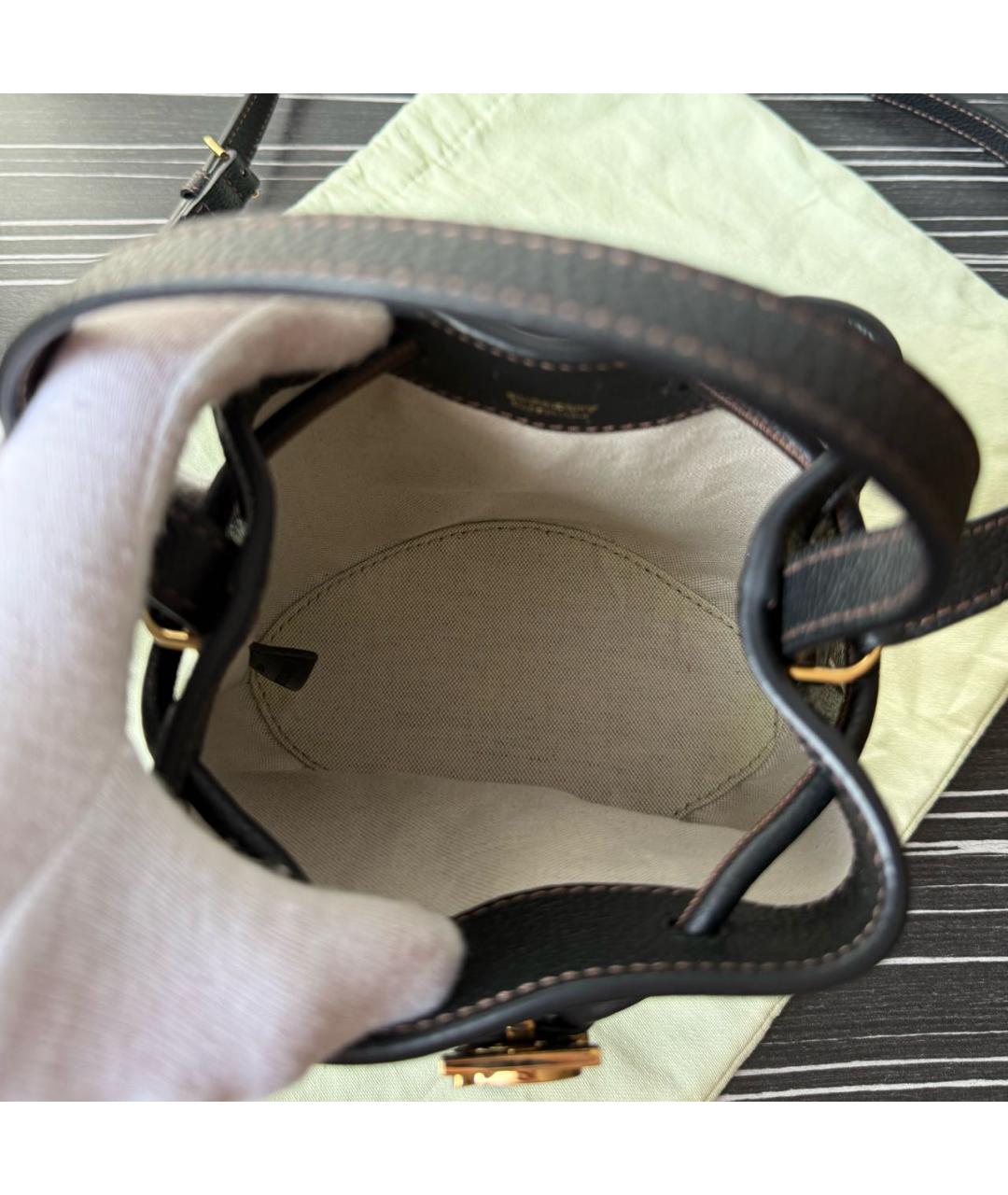 BURBERRY Черная кожаная сумка тоут, фото 7