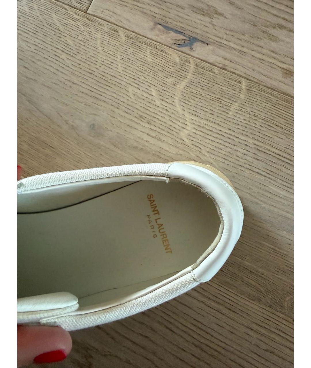 SAINT LAURENT Белые кеды из экзотической кожи, фото 4