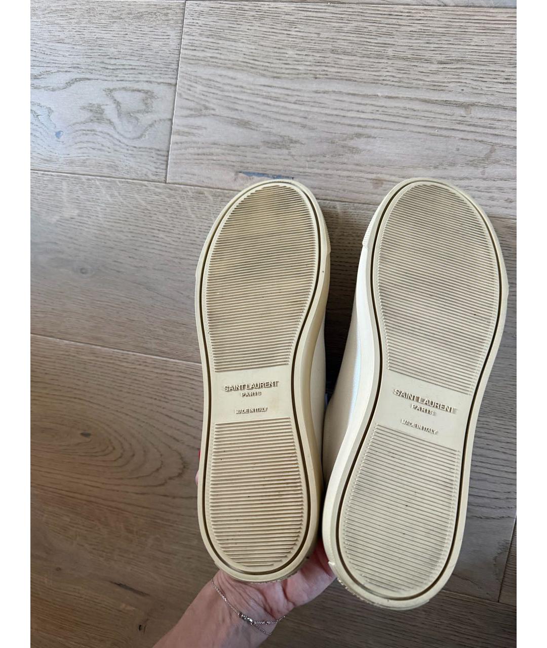 SAINT LAURENT Белые кеды из экзотической кожи, фото 5