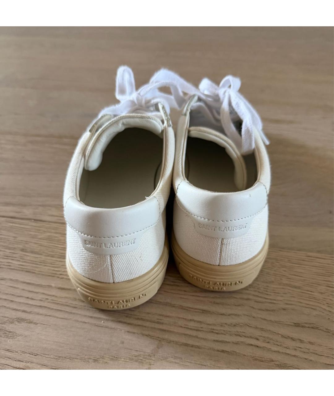 SAINT LAURENT Белые кеды из экзотической кожи, фото 3