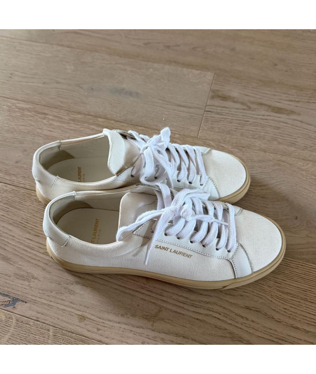 SAINT LAURENT Белые кеды из экзотической кожи, фото 8