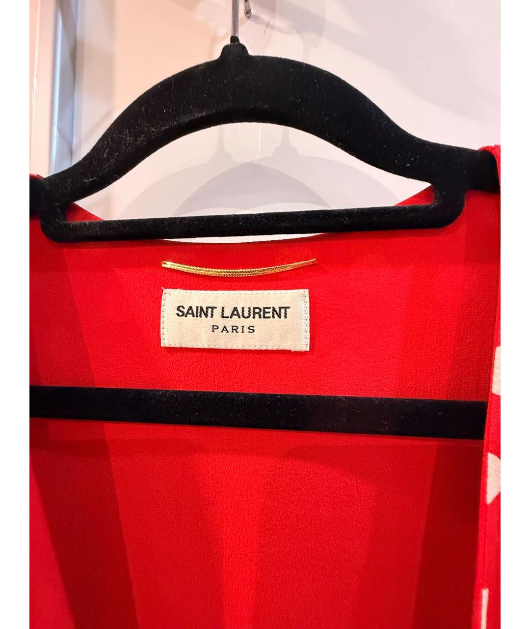 SAINT LAURENT Красное шелковое коктейльное платье, фото 6