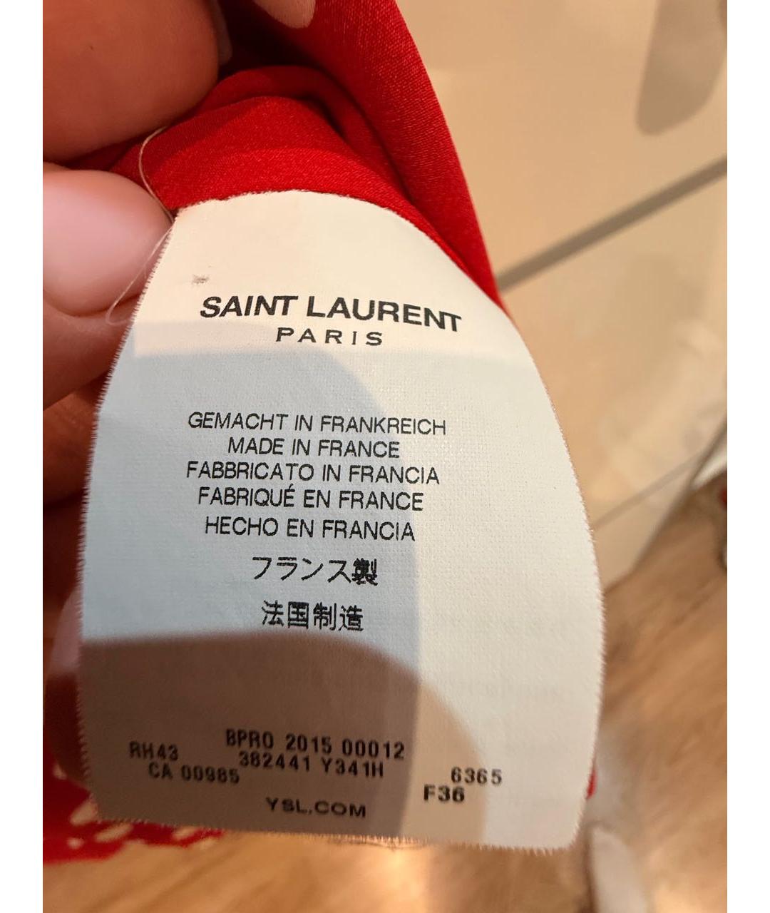 SAINT LAURENT Красное шелковое коктейльное платье, фото 7