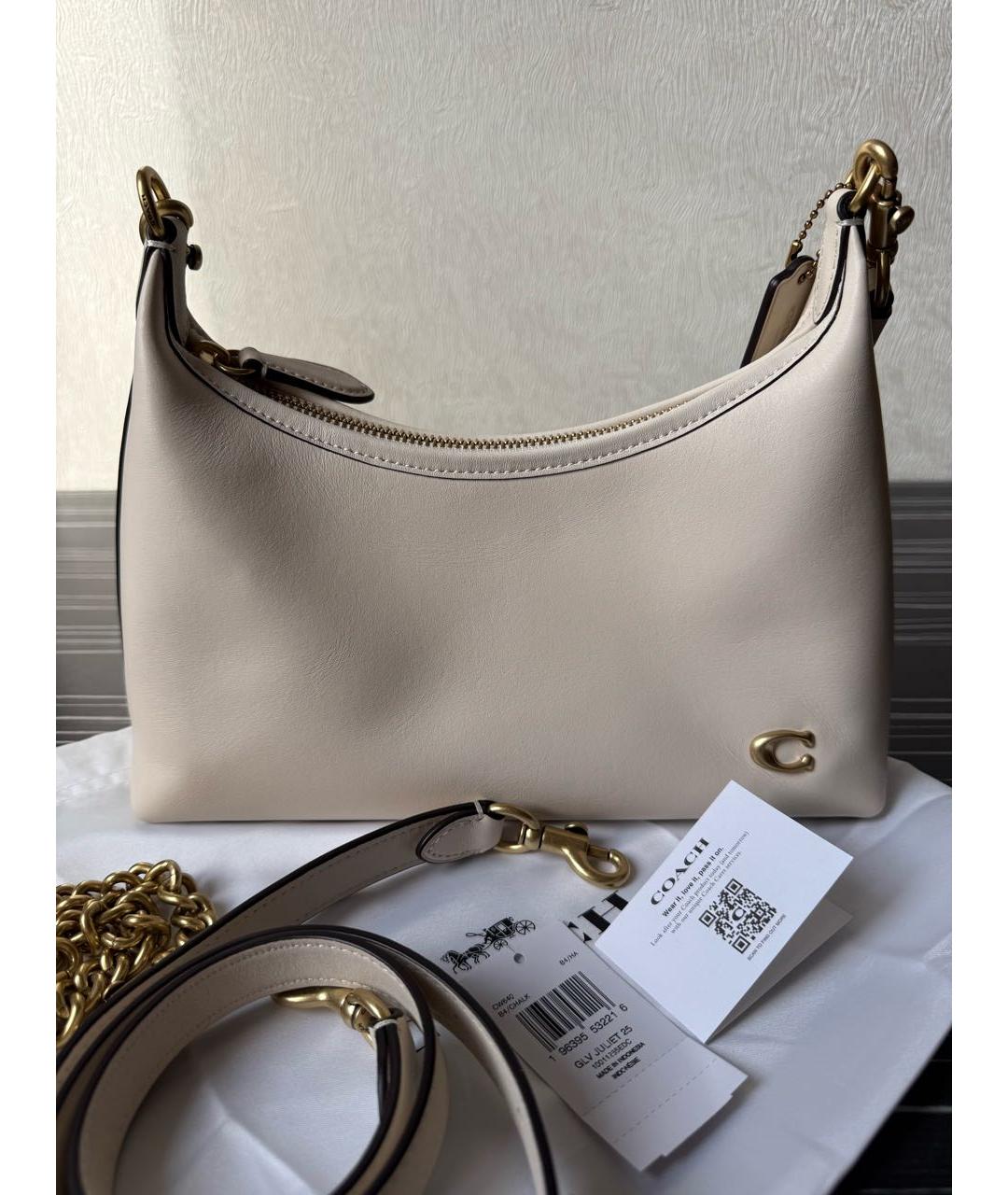 COACH Белая кожаная сумка через плечо, фото 6