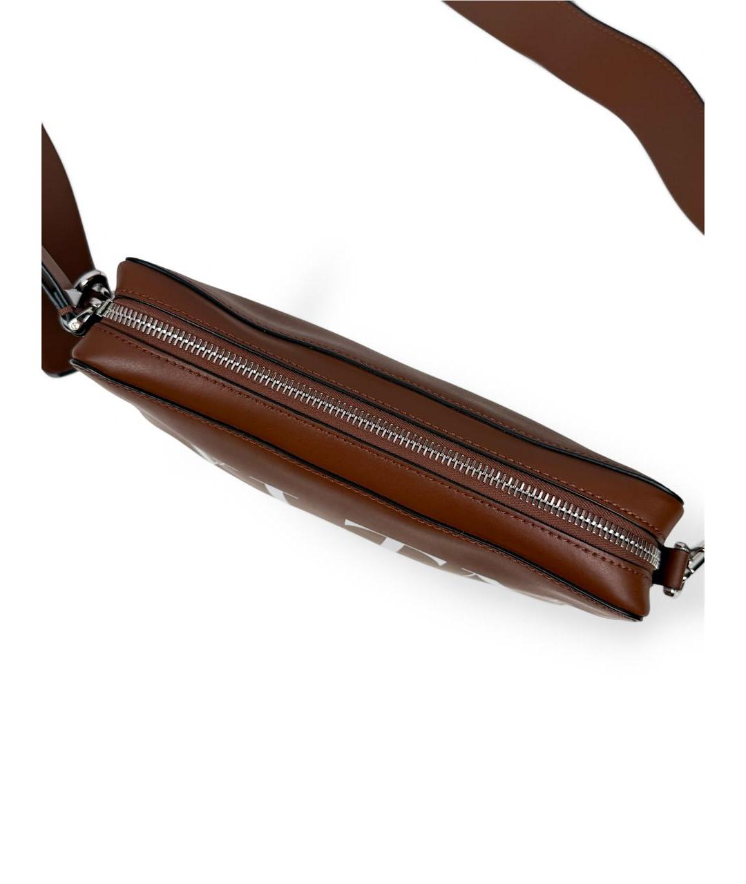 VALENTINO Коричневая кожаная сумка на плечо, фото 2