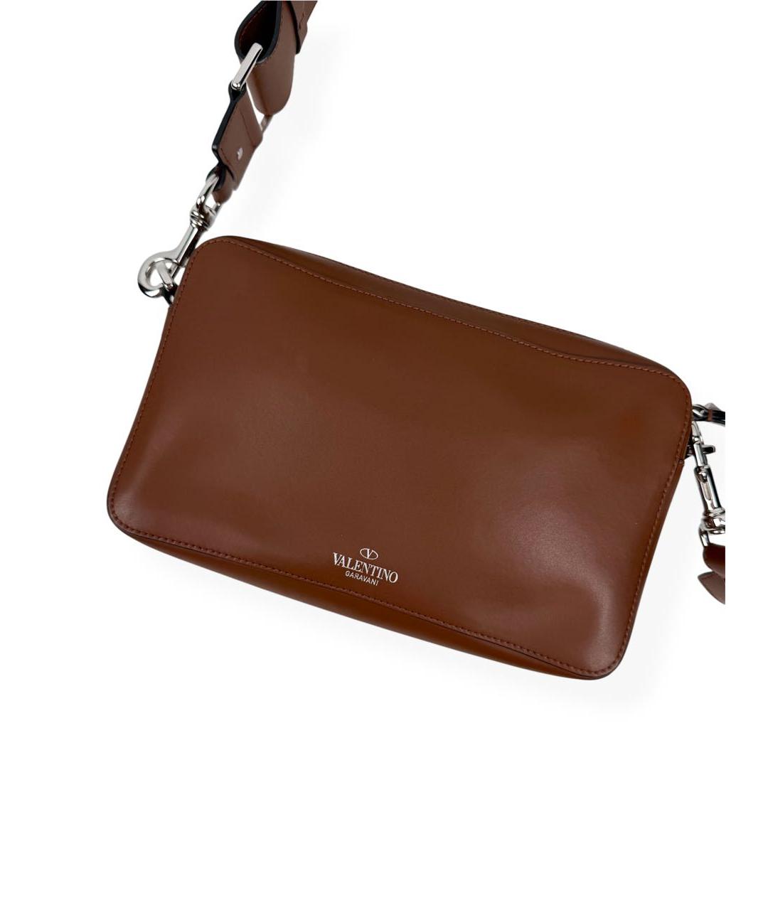 VALENTINO Коричневая кожаная сумка на плечо, фото 3