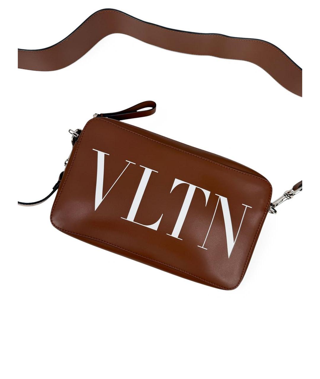 VALENTINO Коричневая кожаная сумка на плечо, фото 8