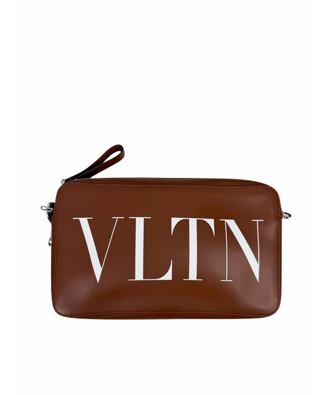 VALENTINO Коричневая кожаная сумка на плечо, фото 1