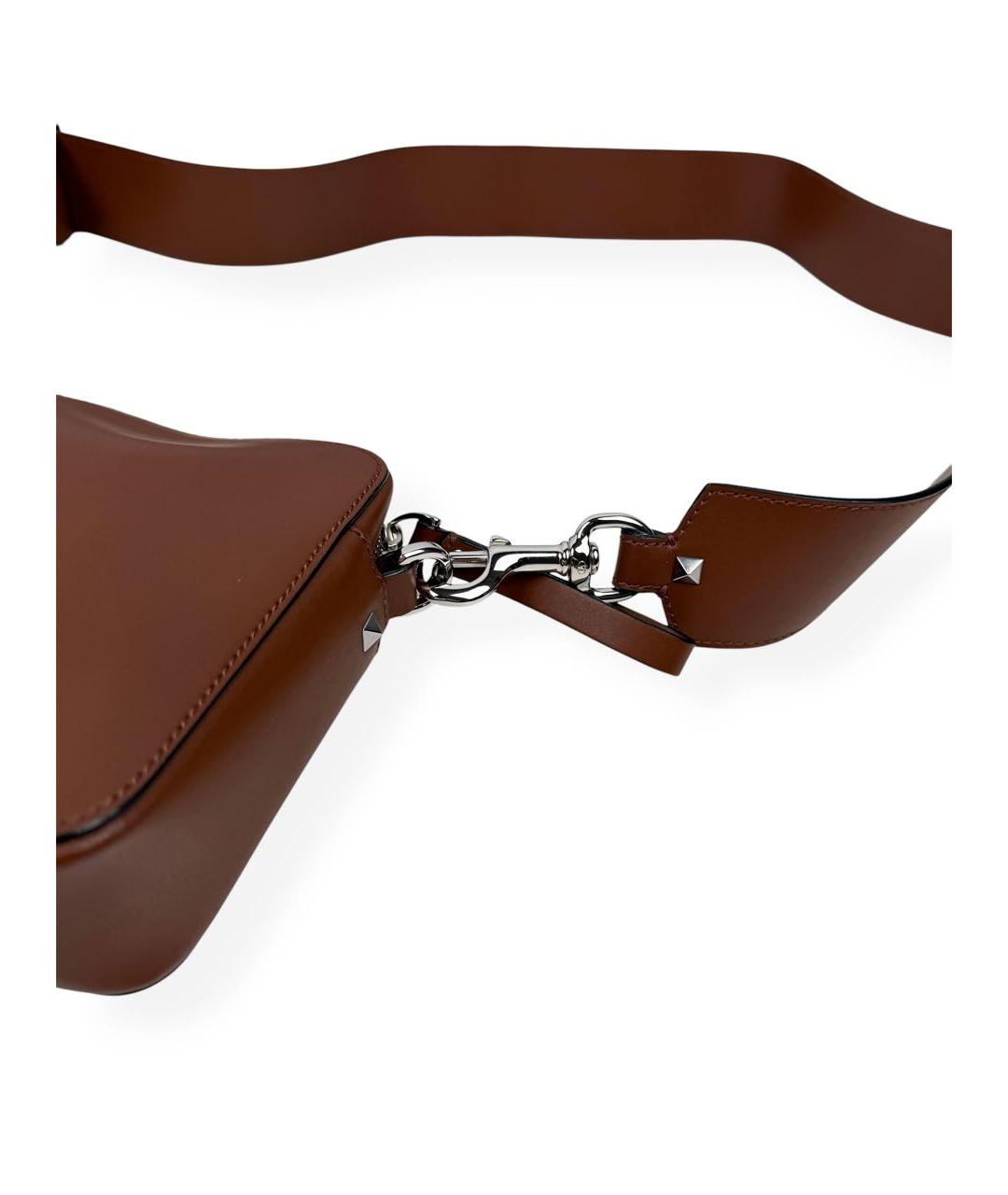 VALENTINO Коричневая кожаная сумка на плечо, фото 4