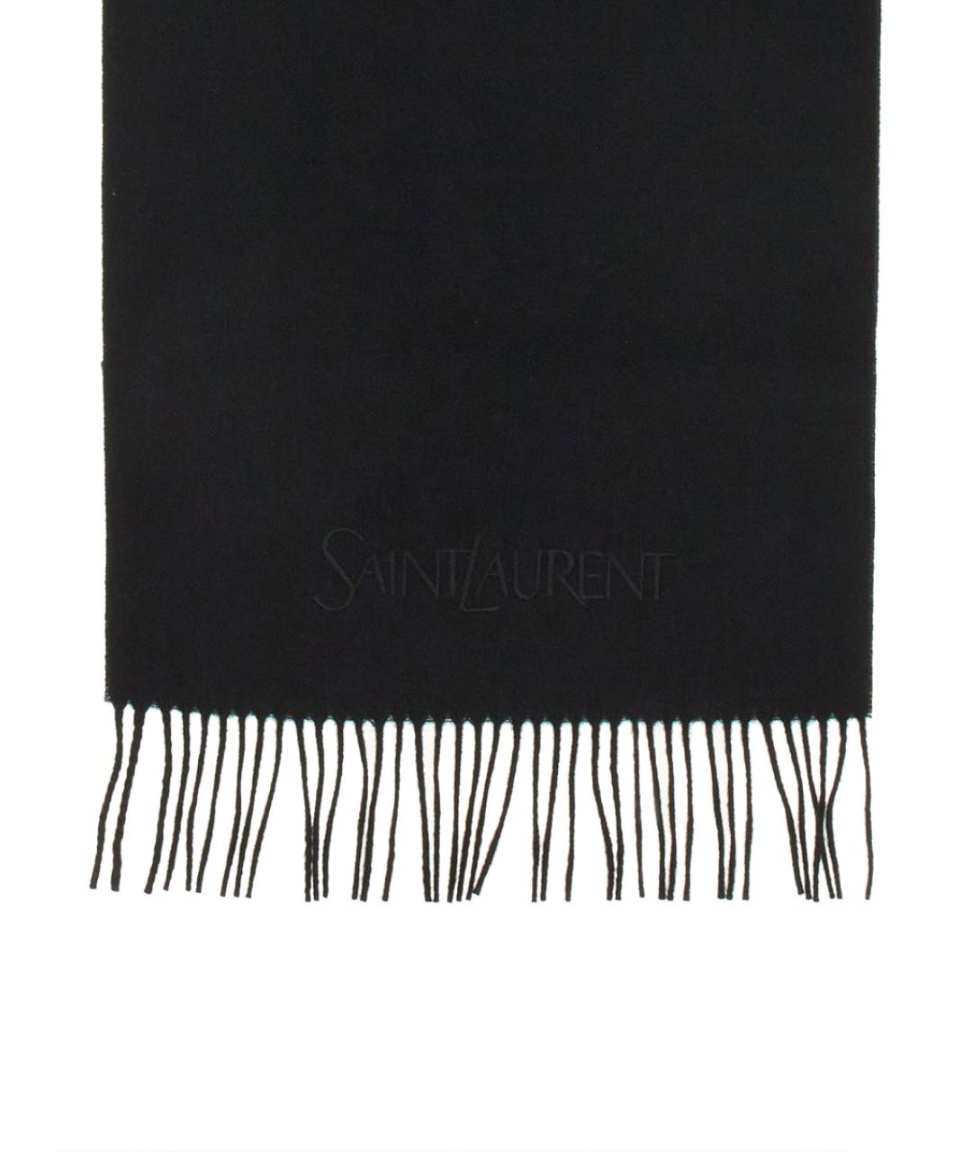 SAINT LAURENT Черный кашемировый шарф, фото 2
