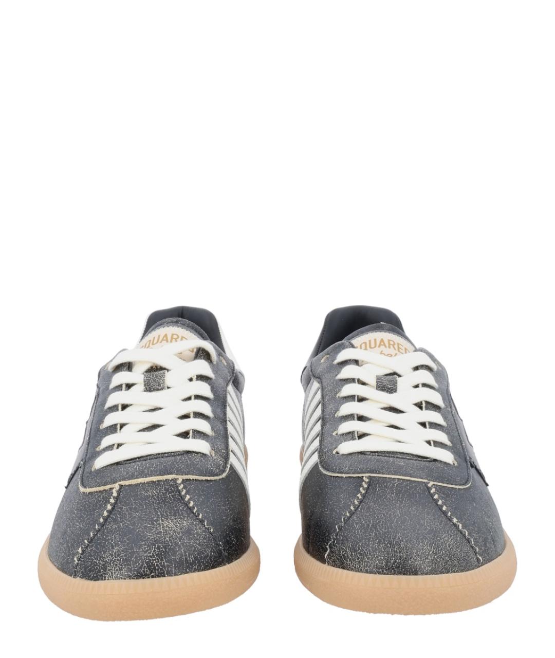 DSQUARED2 Черные кожаные низкие кроссовки / кеды, фото 3